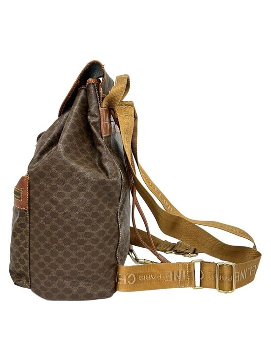Celine Backpack Macadam Pattern Dark Brown Drawstring Leather main image 15